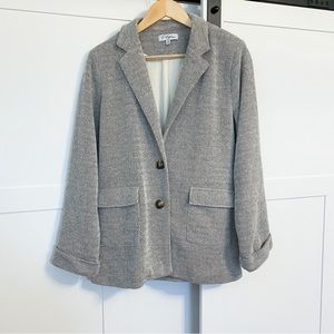 Polagram Diane Button Blazer Woven Textured Heather Grey M NWOT